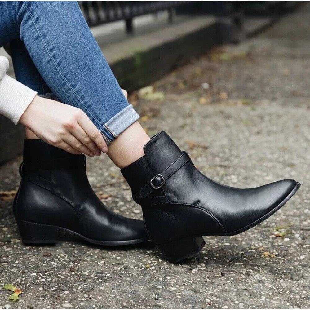 NWOB Womens Thursday Boot Company Rogue Black Leather Ankle Boots-7.5